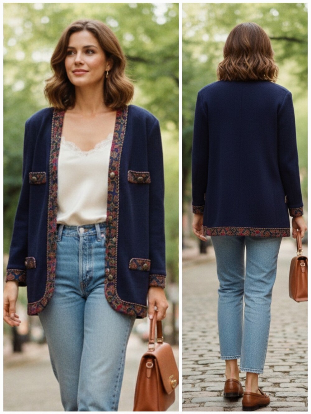 Jeffrey & Dara Vintage 90s Bohemian Dark Academia Eclectic Grandma Knit Cardigan